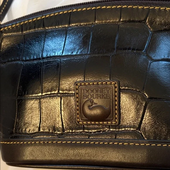 Dooney & Bourke Black Croc-Embossed Leather Pouch - Picture 3 of 17